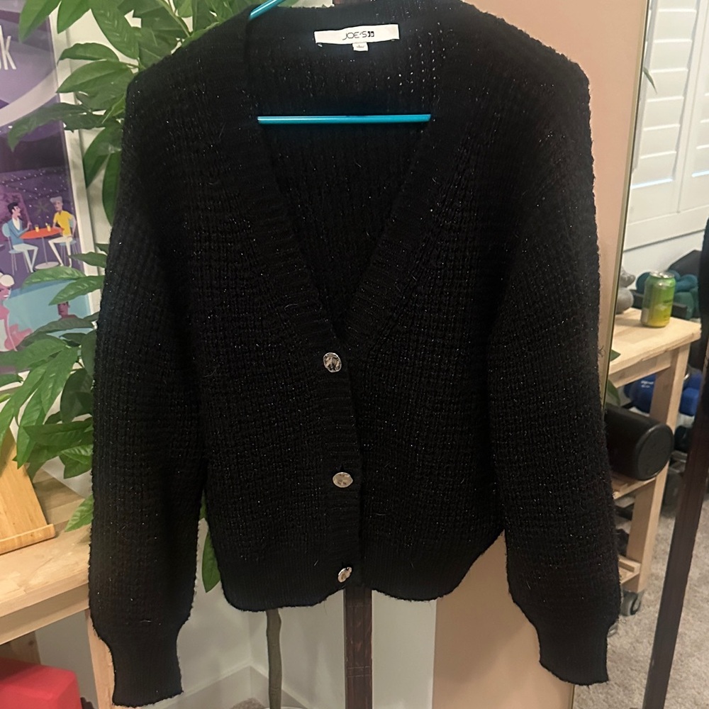 Joe's Jeans Black V‑Neck Knit Cardigan with Buttons